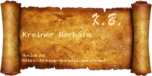 Kreiner Borbála névjegykártya